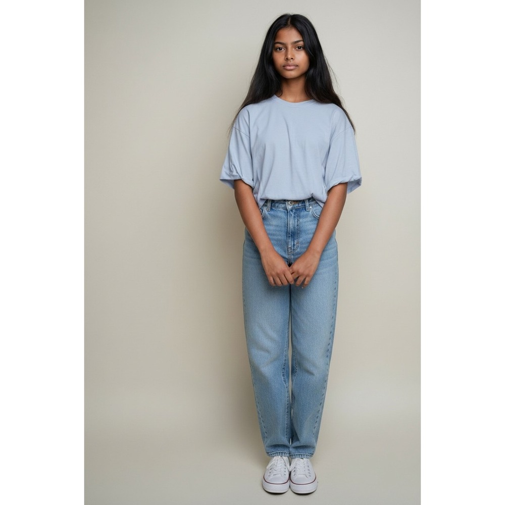 We The Free Free People Womens Oversized T-Shirt Lavender/Light Blue Crew Neck